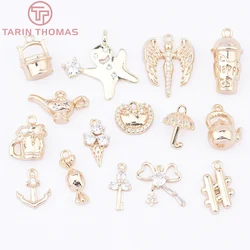 (9346) 24K Gold Color Brass with Zircon Gingerbread Man Ice Cream Anchor Pendants Charms High Quality Diy Jewelry Making