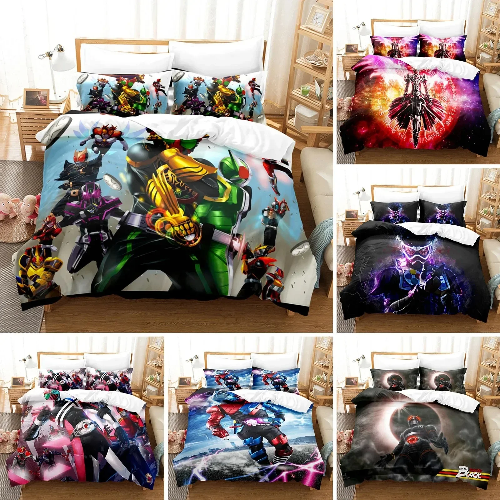 

Kamen Rider Bedding Set Duvet Cover Pillowcase comfortable Comforter Bedding Set King Size Bedding Sets Home Textile