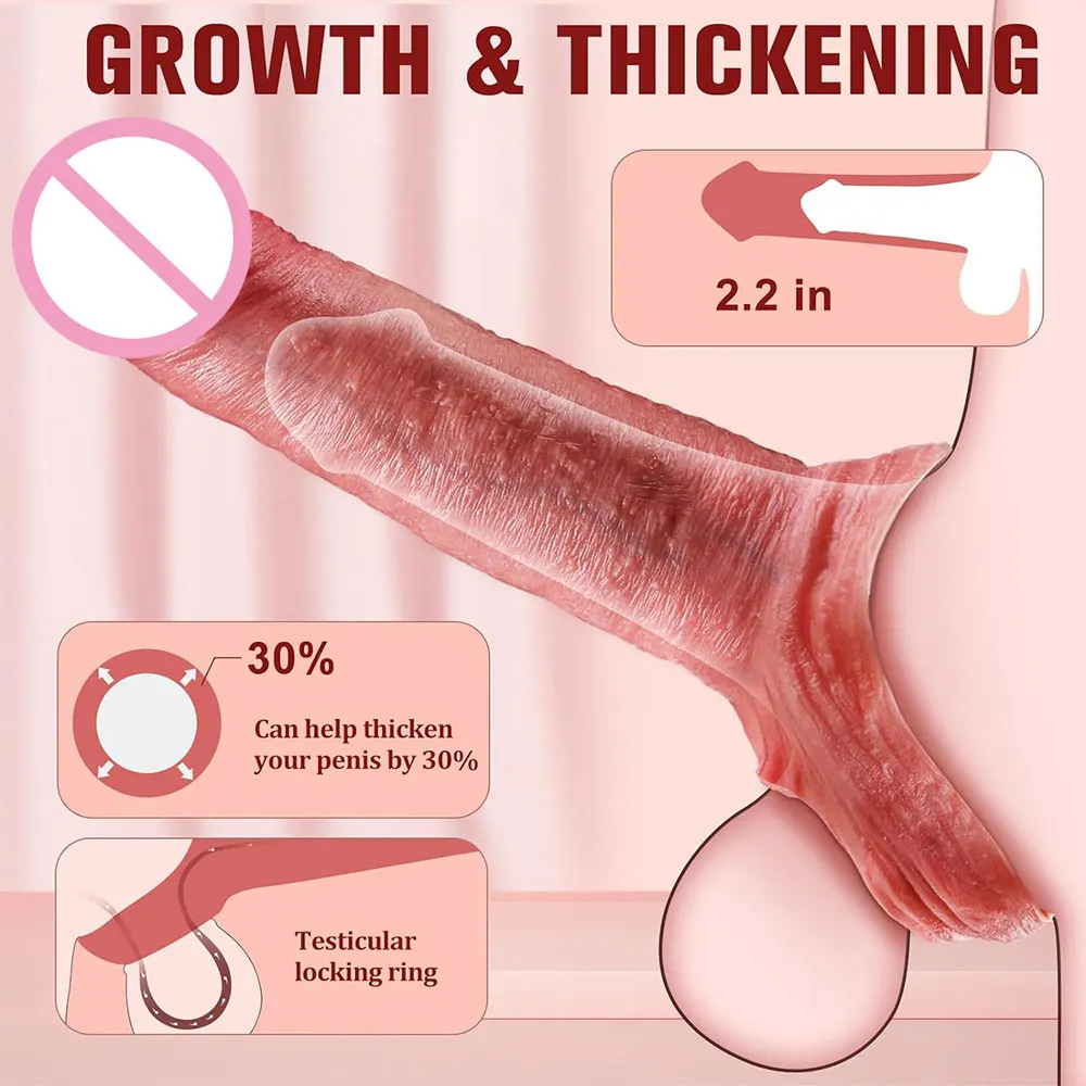 Realistic Penis Sleeve Sex Toys Handmade Lifelike Cock Sleeve Penis Extension Enlarger Male Masturbator Adult Couples Sex Toys