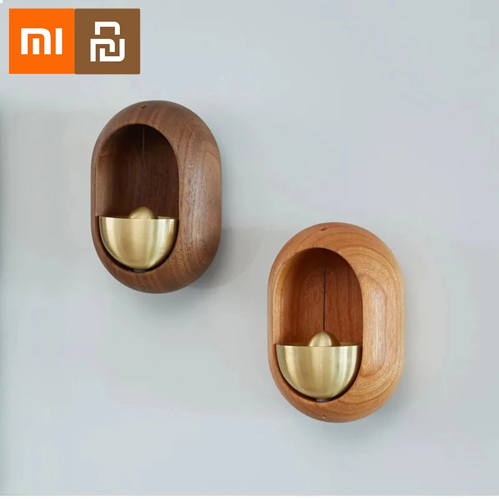 

Youpin твердый деревянный круглый дверной звонок с магнитными латунными колокольчиками, беспроводной звонок, входной звонок, подвеска, украшение для дома