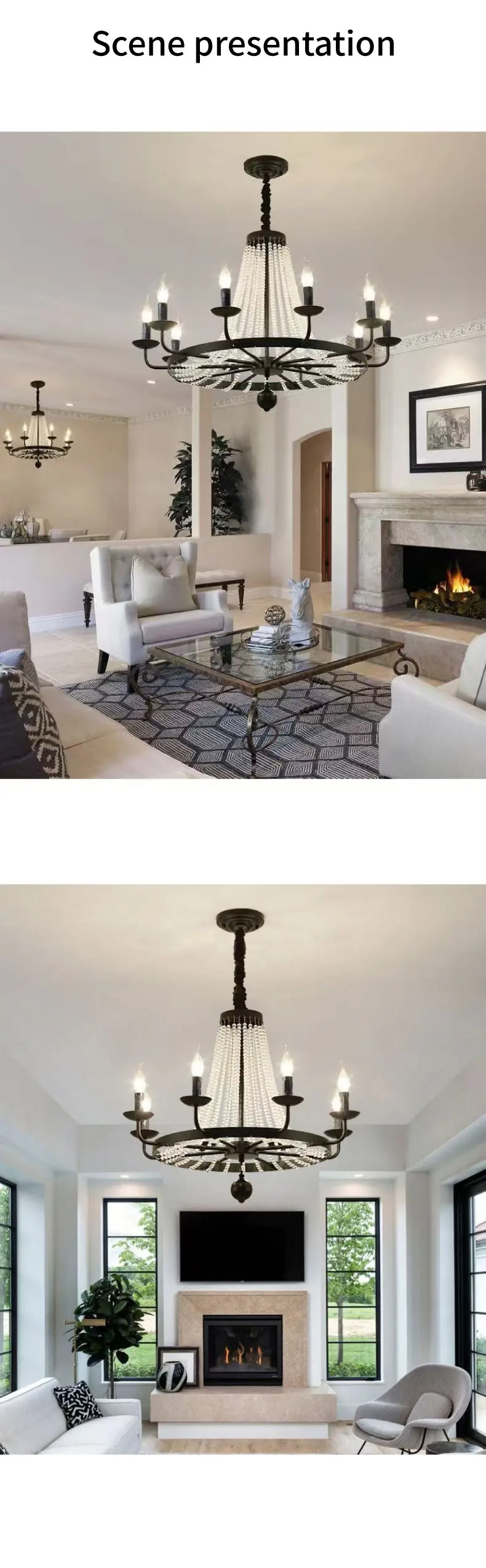 American Retro Crystal Candle E14 Chandelier