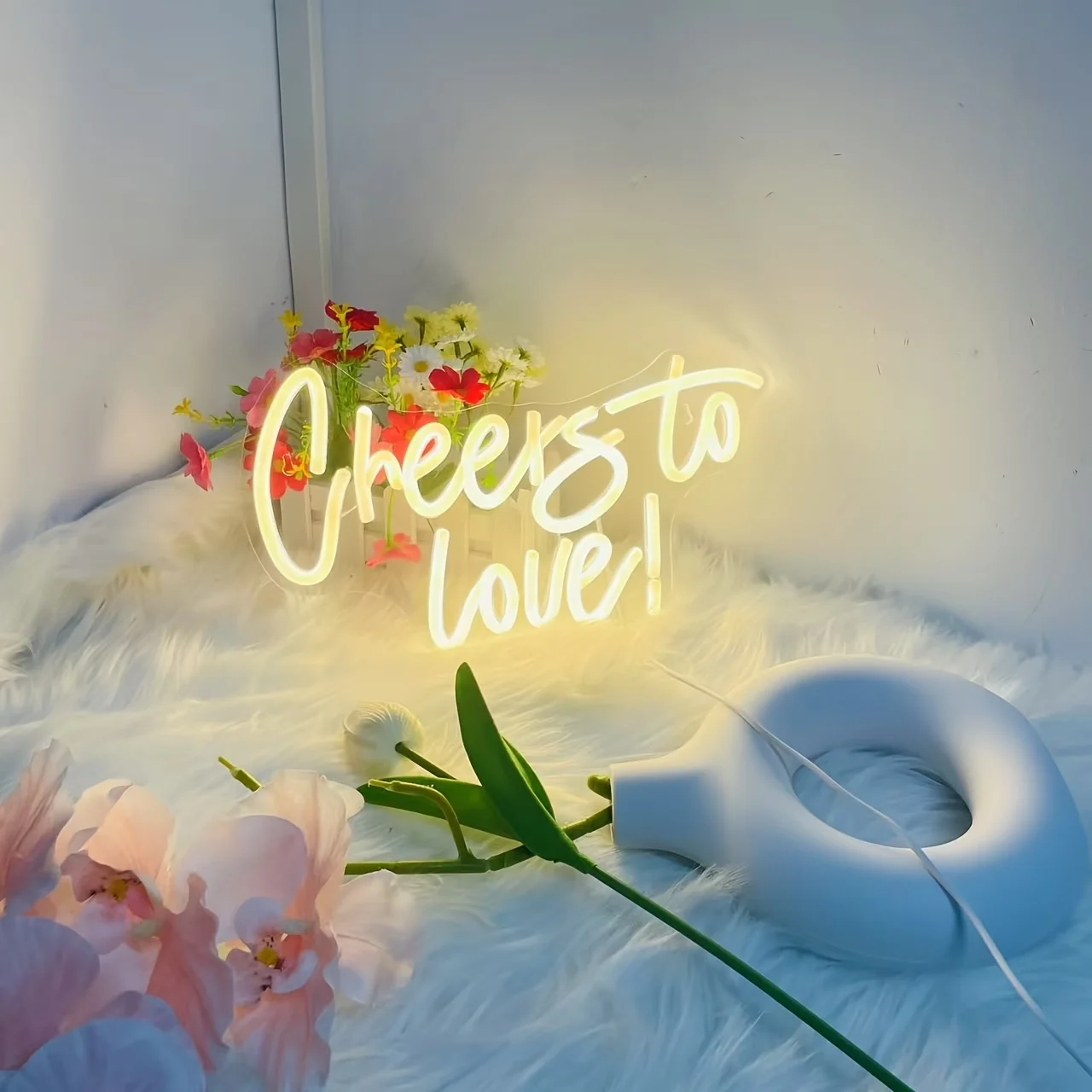 Cheers to Love Neon Sign/Wedding Gift for Couples/Dimmable LED Decor/for Anniversary, Valentine's Day & Wedding Decorations