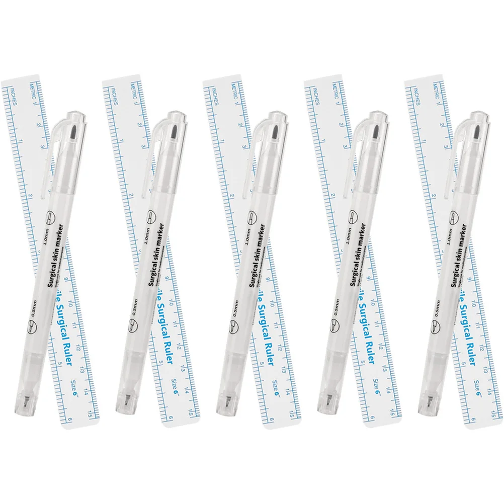 5 комплектов профессиональных ручек для позиционирования татуировок для бровей, безопасных для кожи маркеров для картирования бровей, микроблейдинга, татуировки губ с линейкой