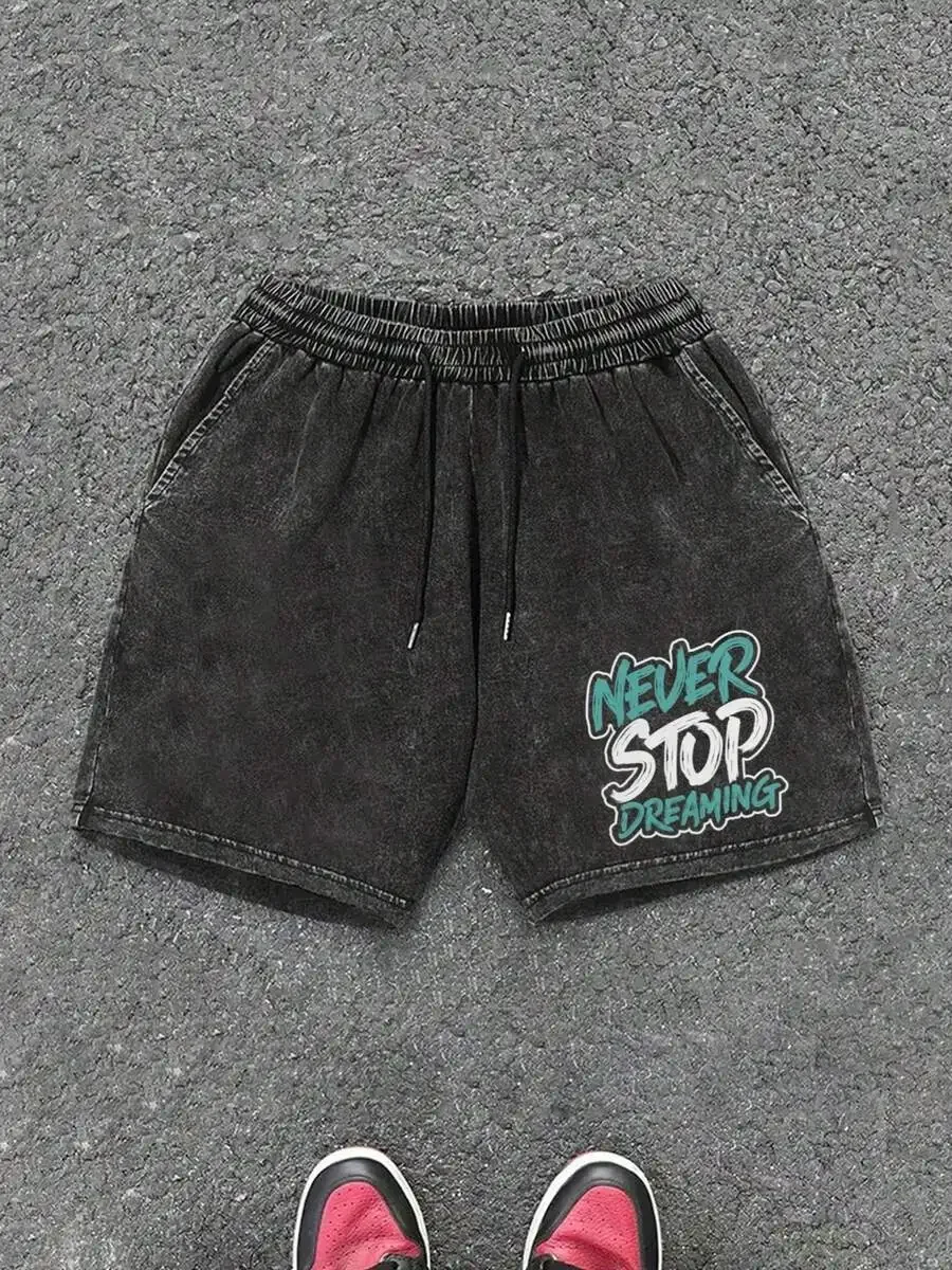 

Mens Vintage Print Shorts Elastic Waist Drawstring Casual Home Sleep Shorts