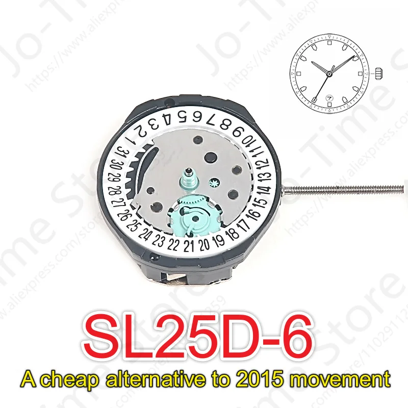 SL25 Movemnt Sunon Sl25d-6 China Quartz Movement Replacement Three Hands Calendar Date Display 