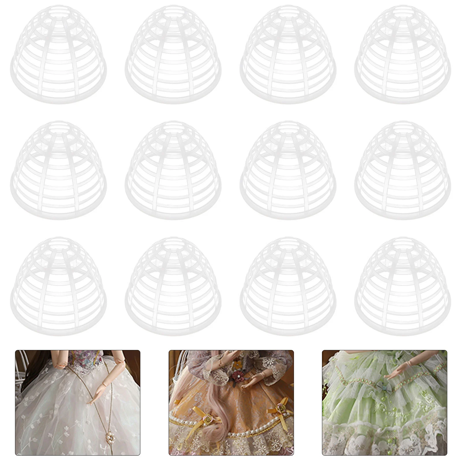 30 Pcs Kits Confused Panniers Clothing Hangers Dolls Petticoat Cage Dress Display Shelf Baby