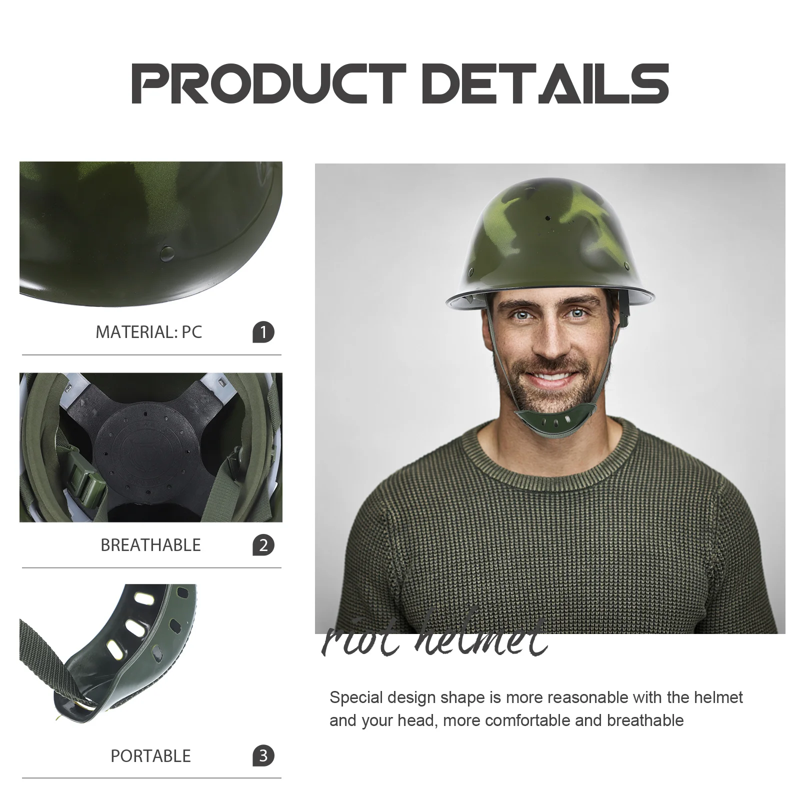 

Riot Safety Guard Camouflage Adjustable Durable Outdoor Protection Cap Lightweight Breathable Riot for Men