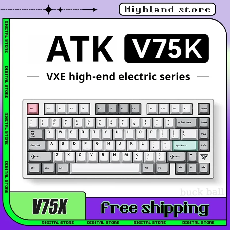 

VXE ATK V75X Mechanical Keyboard Gamer Keyboard 3 Mode 2.4G Wireless Bluetooth RGB 80Keys Hot Swap Gaming Esports Keyboard Gift