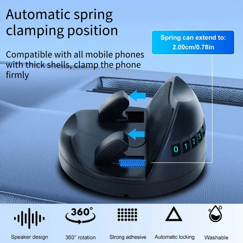 Kebidumei Dashboard Car Phone Holder 360-Degree Rotation Head-Up Phone Mount Stable Universal Auto Phone Stand with Number Plate