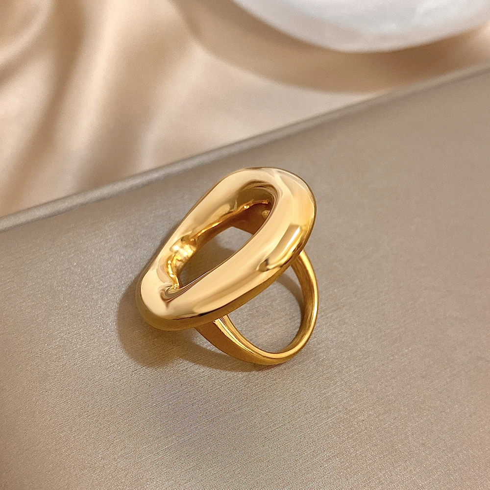 Freetry Minimalist Stainless Steel Chunky Large Rings For Women big size Geometric Aesthetic Femal Waterproof Ring - Image 3