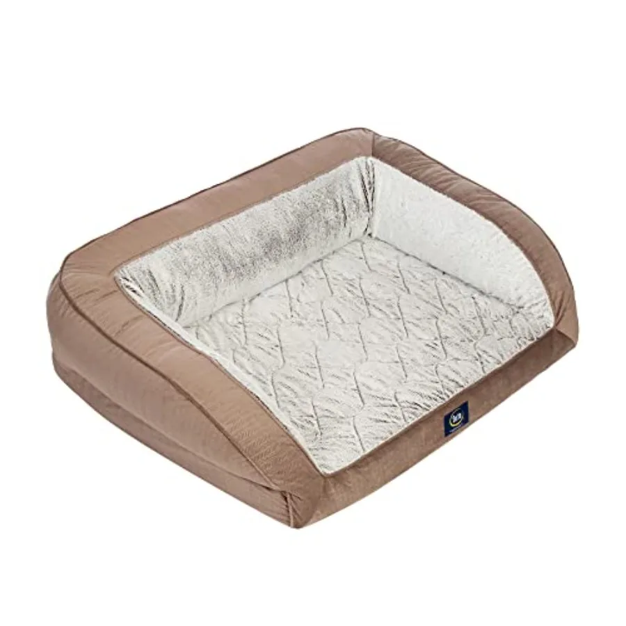 

Orthopedic Quilted Couch Dog Bed for Small Pets Memory Foam Support Gray Fabric Machine Washable Cover
