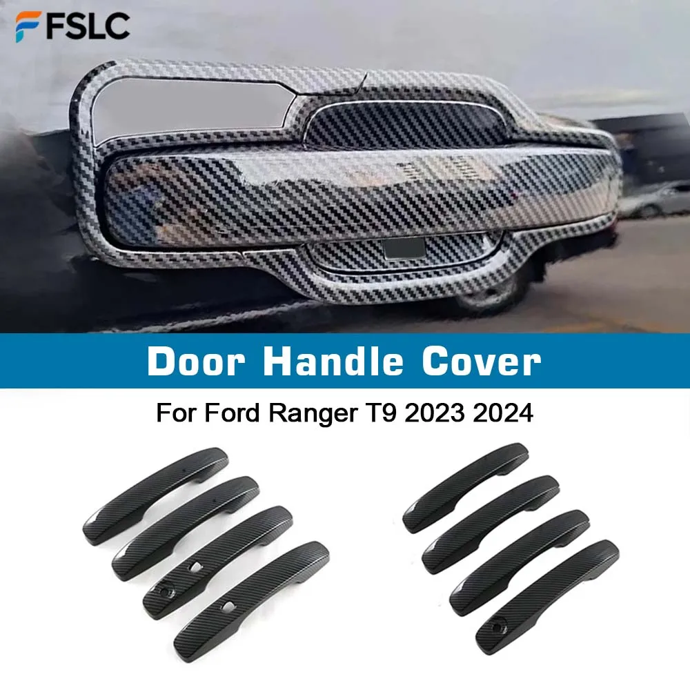 

⭐Genuine⭐ Car Decoration Door Handle Cover For Ford Ranger T9 2023 2024 Carbon Fiber Black Cars Accessories Exterior Styling