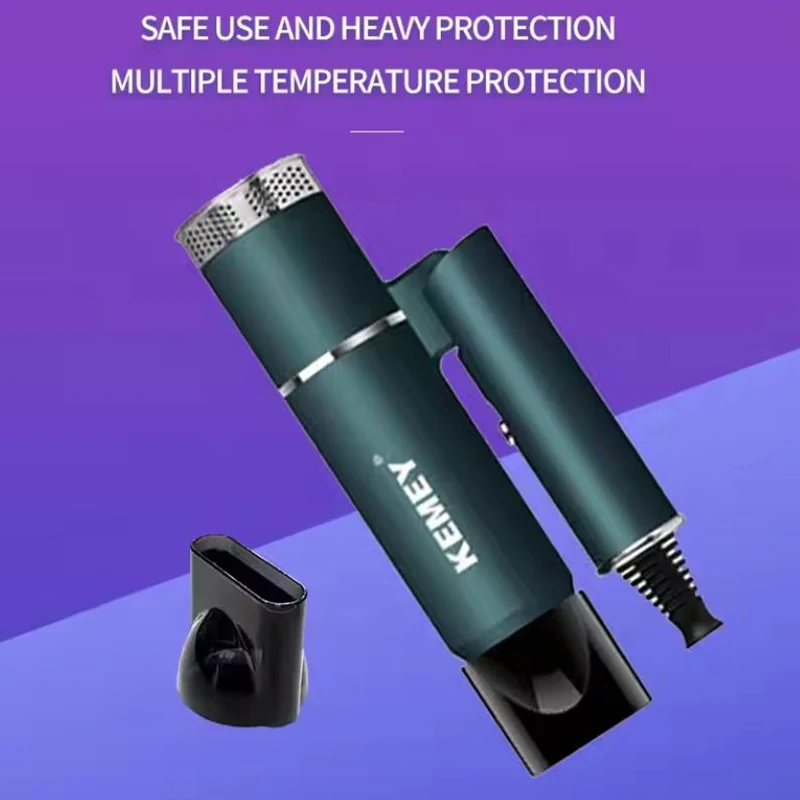 Kemei 9825 secador de pelo con enchufe estándar europeo, salón de viento frío y caliente, secadores de viaje para el hogar 2 en 1, secador de pelo plegable de gran potencia