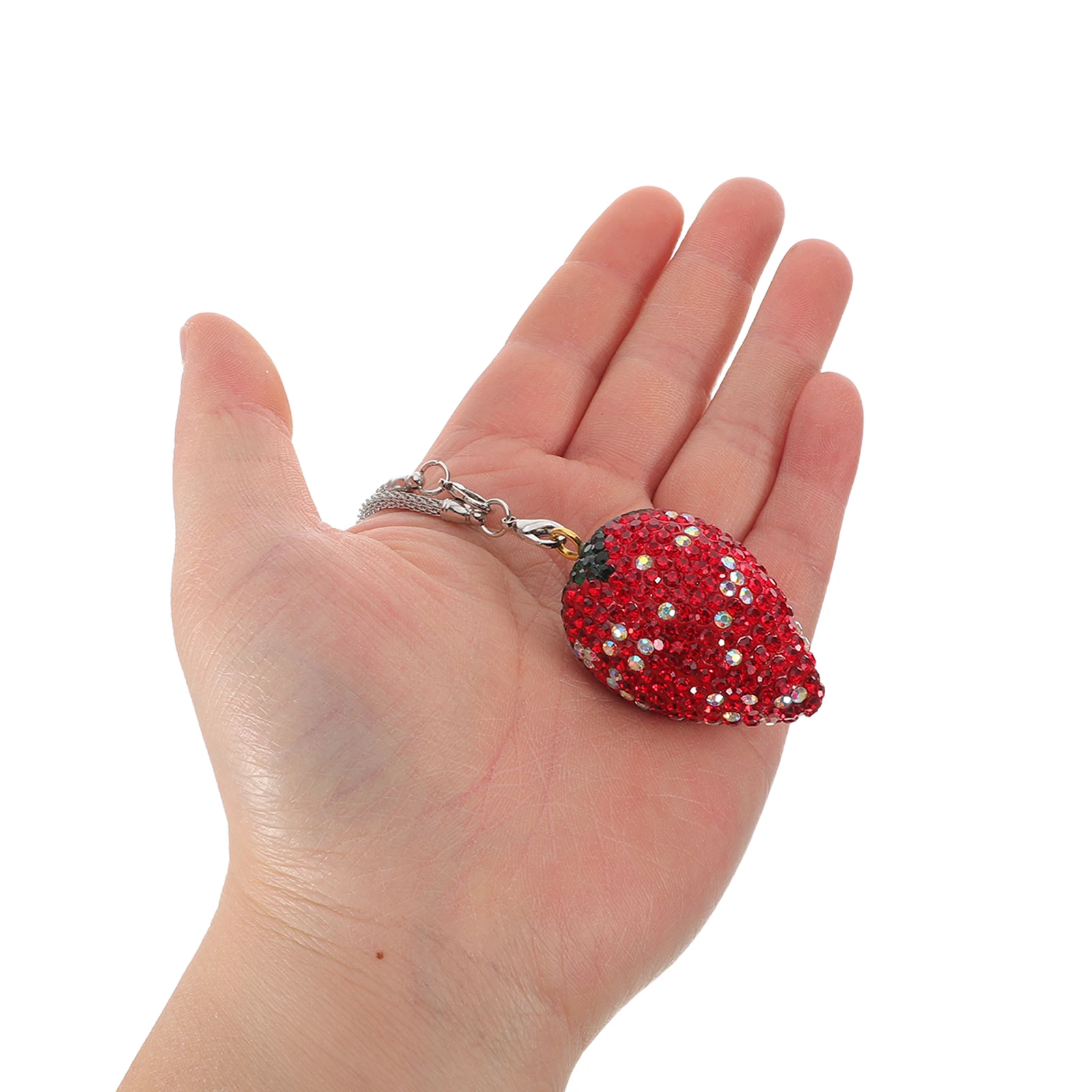 

Car Rearview Mirror Strawberry Pendant Crystal Rhinestone Red Cute Car Accessories Interior Decorative Hanging Charm for Women
