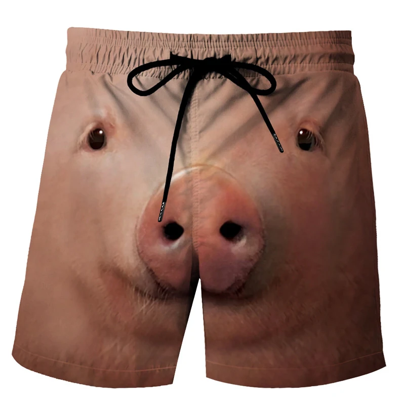 Calção de praia de pato engraçado masculino, animal, porco, macaco, 3D Print, esporte, shorts de tabuleiro casual, corredores, calça curta, calça infantil, nova moda