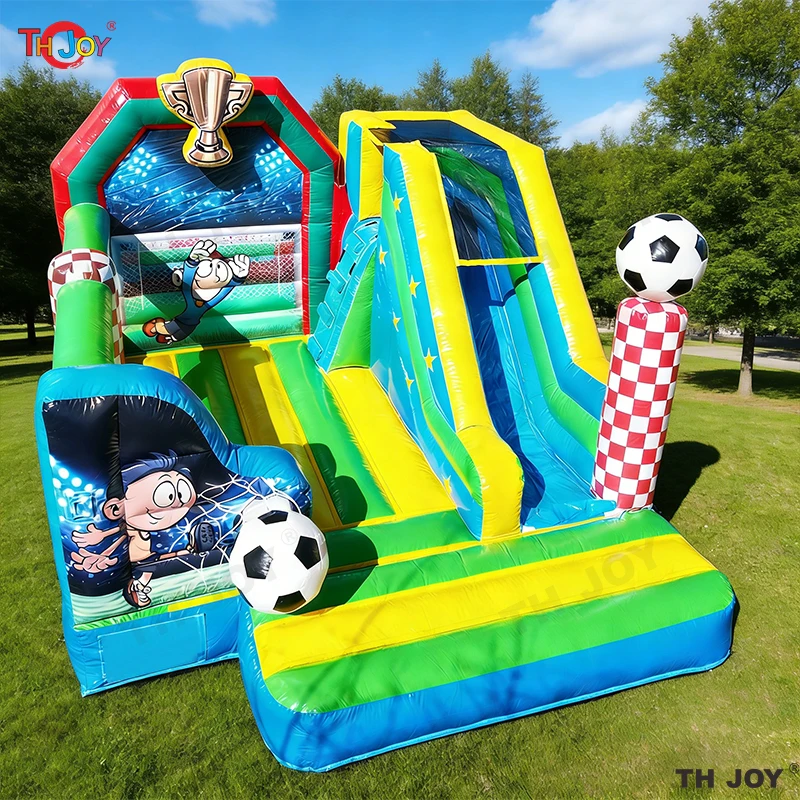 Newest Design Inflatable Jumping House Football Castle Soccer Bouncy Castle with Slide