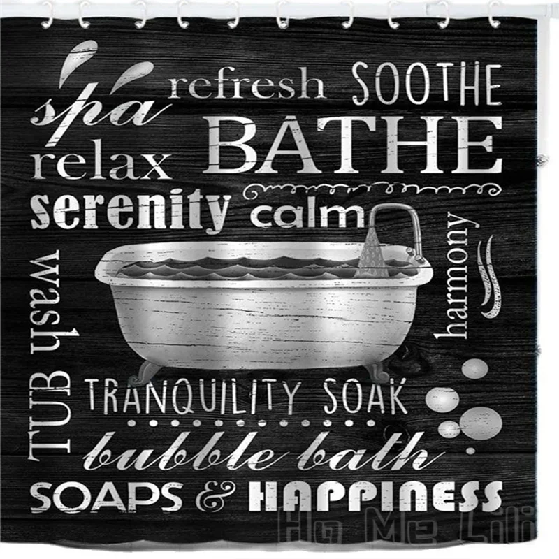 

Art Black Shower Curtain By Ho Me Lili Farmhouse For Bathroom Fabric Liner With Hooks Waterproof And Machine Washable