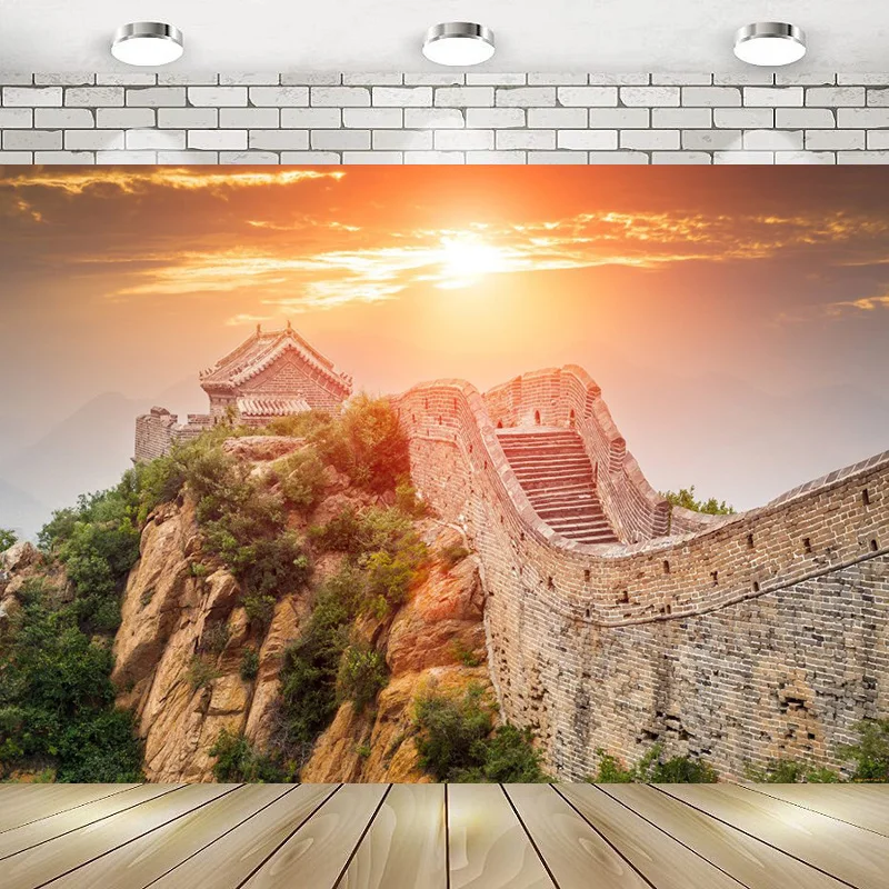 China The Great Wall Photography Backdrop The Forbidden City Chinese Family Background Banner Pagoda Decor Vintage Brick Wall