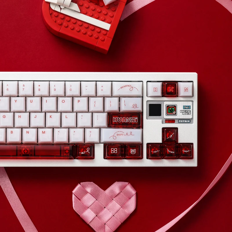 Red White Contrasting Themed Keycaps Set PC Cherry Profile Cross Switch Custom Original Handmade Keycaps for Mechanical Keyboard
