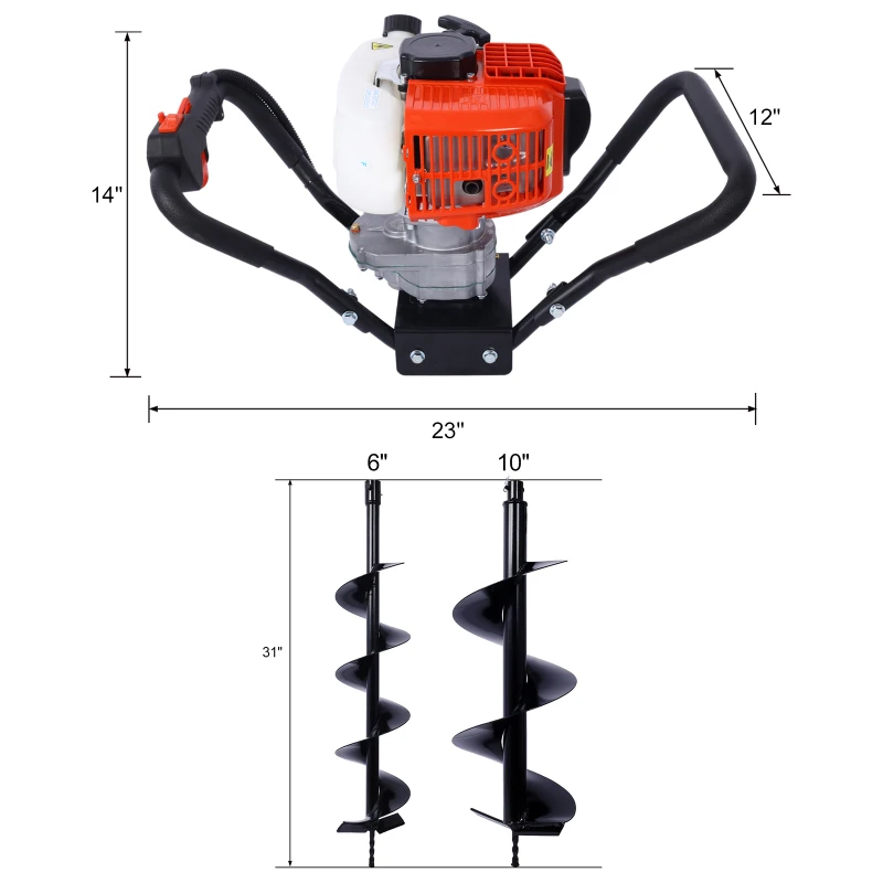 Control Digger Engine Enhanced Fuel Hole Hole digger Post Post hole Power V-Type 52CC 2 Stroke Gas Post Hole Digger One Man Auge
