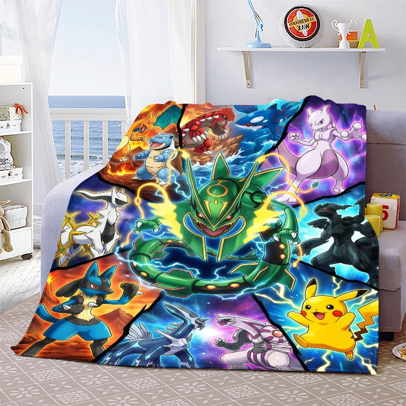 Von Pokemon inspirierte Flanelldecke, weicher, warmer Plüschüberwurf für Couch, Bett, Sofa, leicht, gemütlich, Dekor, Geschenkidee – QJY