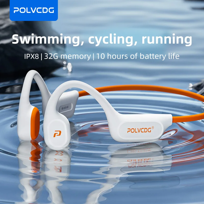 POLVCDG X9 Beengeleidingsoortelefoons 32G IPX8 Waterdicht Open ontwerp voor zwemmen Hardlopen Fietsen Hangende oortelefoons