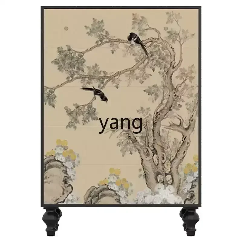 レトロな高級感のある無垢材のチェスト、リビングルームのソファ収納ロッカー