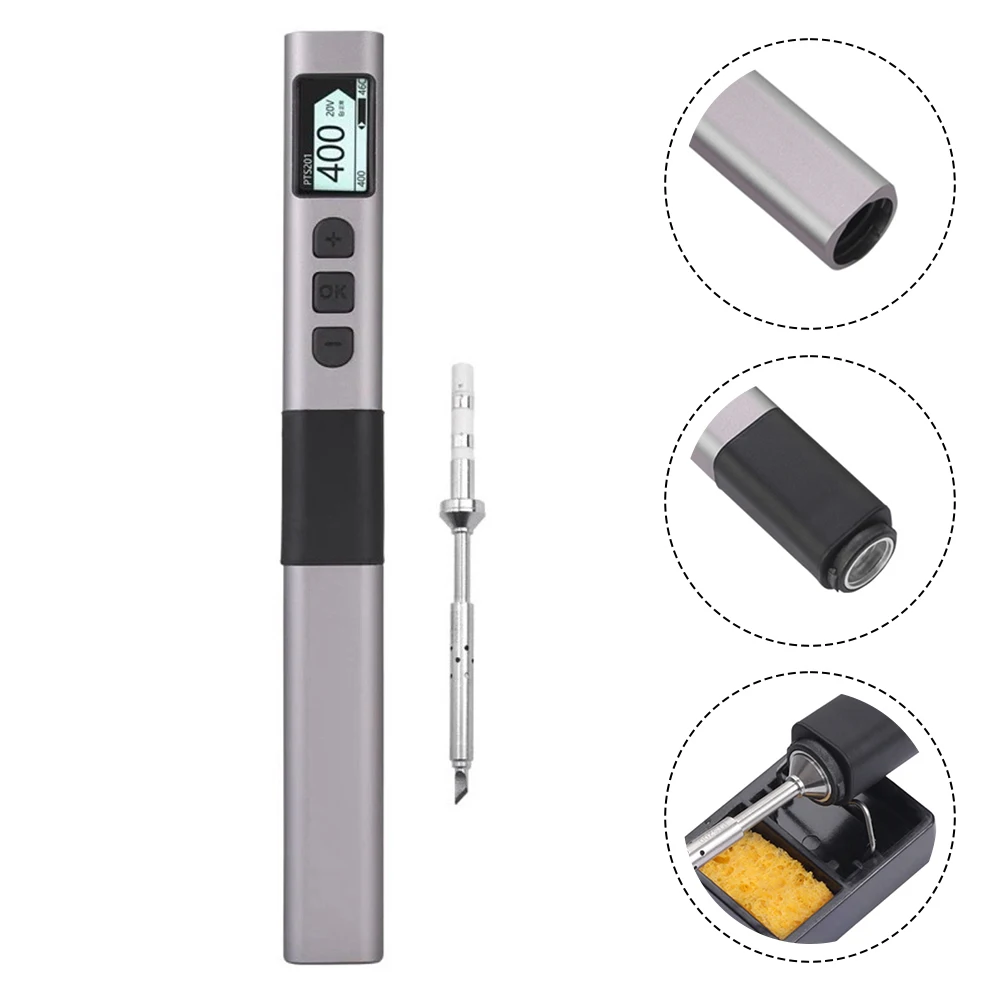 100W Soldering Iron PID Temperature Control DIY Electronics Silver Black Electric Soldering Iron Fast Heating Capability