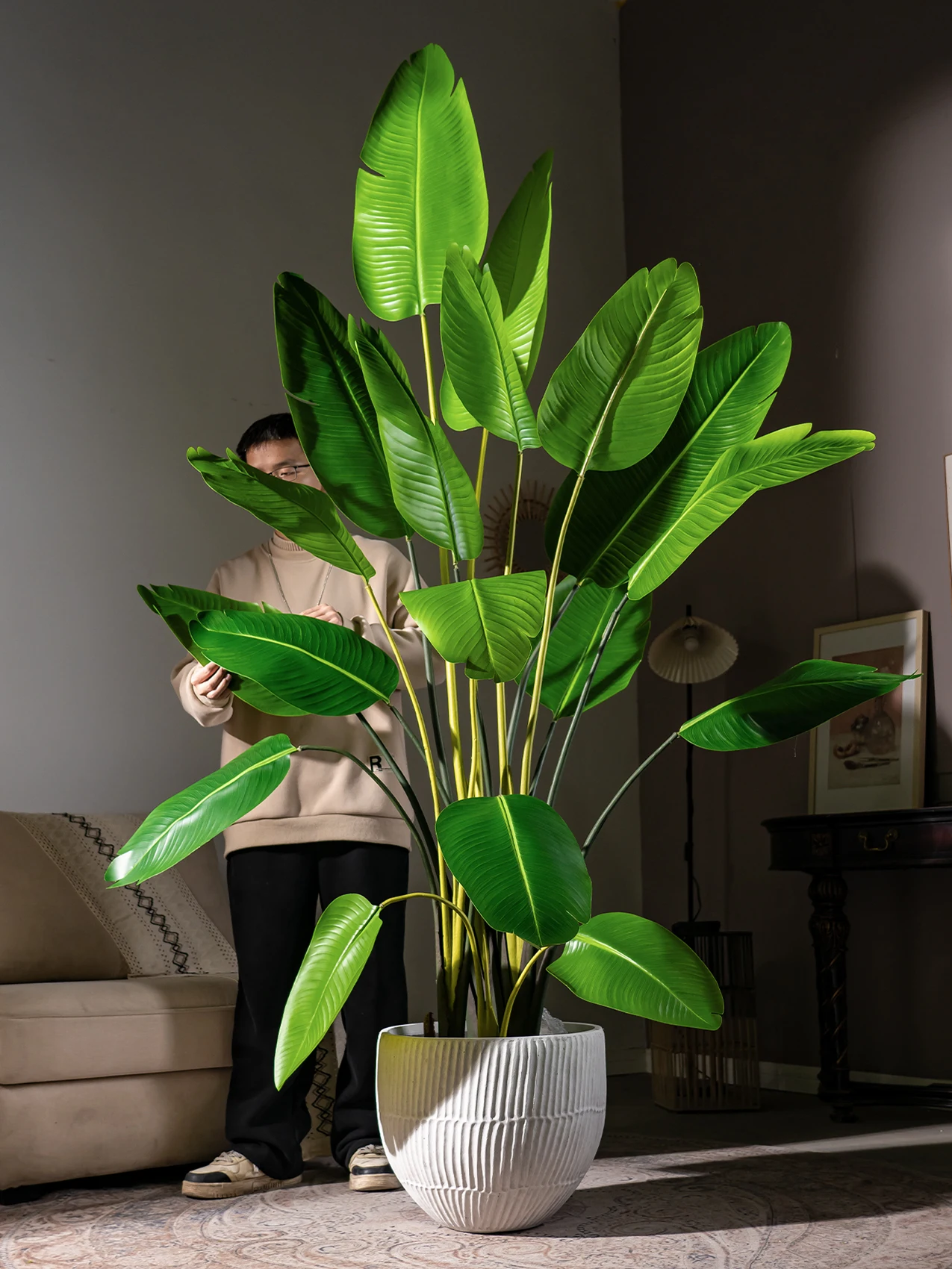 Home Decor Fake Plants Artificial Plants Large Leaf Simulation Birds of Paradise Flowers Bionic Green Plant Potted False Tree