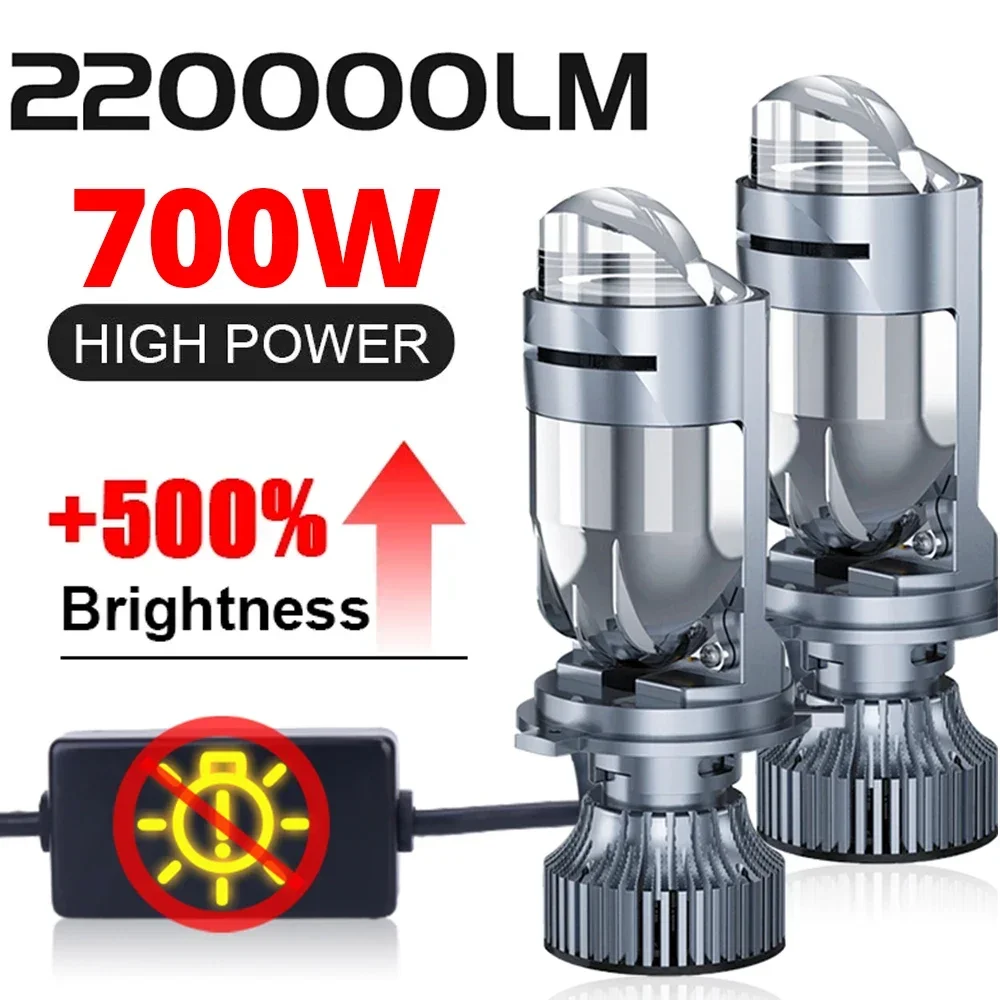 700W H4 Car LED Headlight Bulb Kit Bi LED Projector Lens 220000LM Plug&Play Canbus Auto Headlight Turbo Lamps Dual High Low Beam