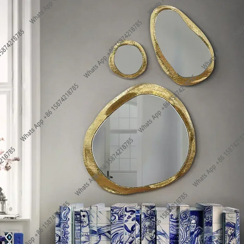 Sm Modern Style Mirror Wall Stickers 3d Decorative Irregular Shape Bedroom Decorative Mirror Living Room Golden Lusterko Home De