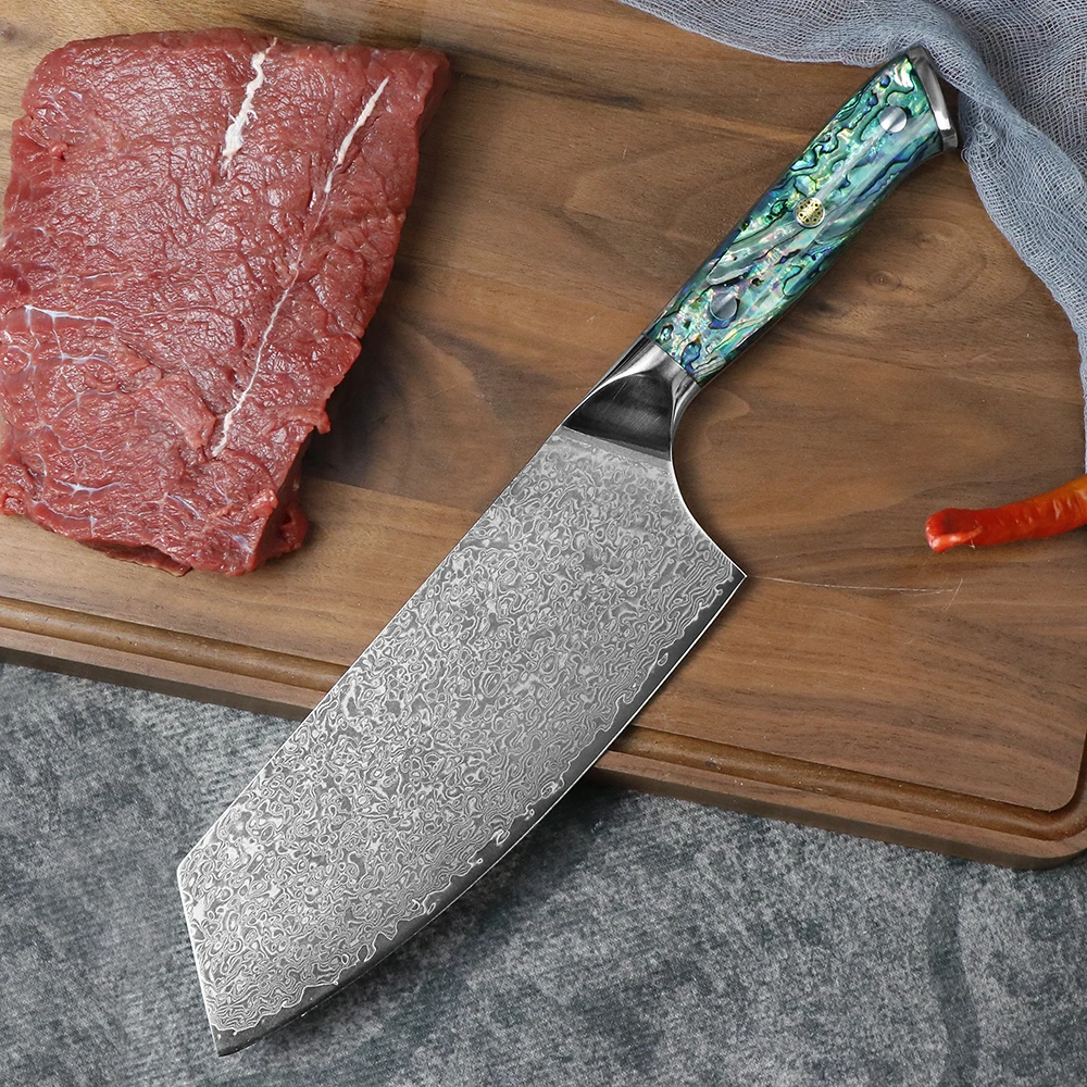 JUMCSONG7 inch Slicing Knife, 67 layer Damascus Steel Cutting Knife, Used For Cutting Vegetables And Meat. Chef\'s Kitchen Knife