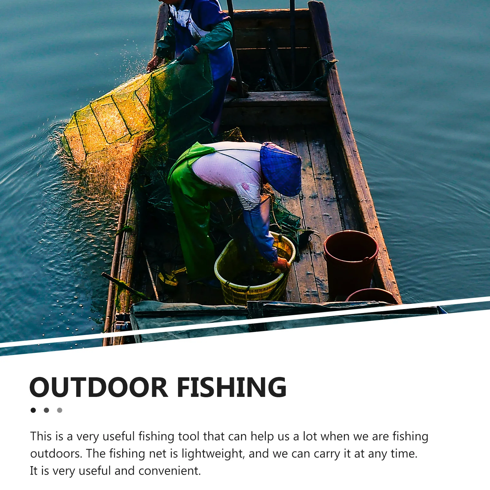 

2Pcs Large Capacity Fish Trap Net Premium Nylon Iron Material Portable Fishing Accessories Durable Convenient Bait Trap