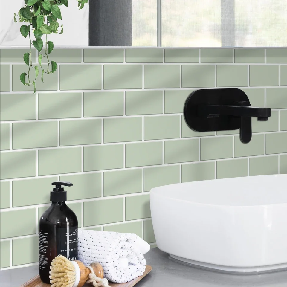 5 pieces subway style 3D wall stickers self adhesive waterproof PET sheets for kitchen backsplash RV interior bathroom tile deco view 3
