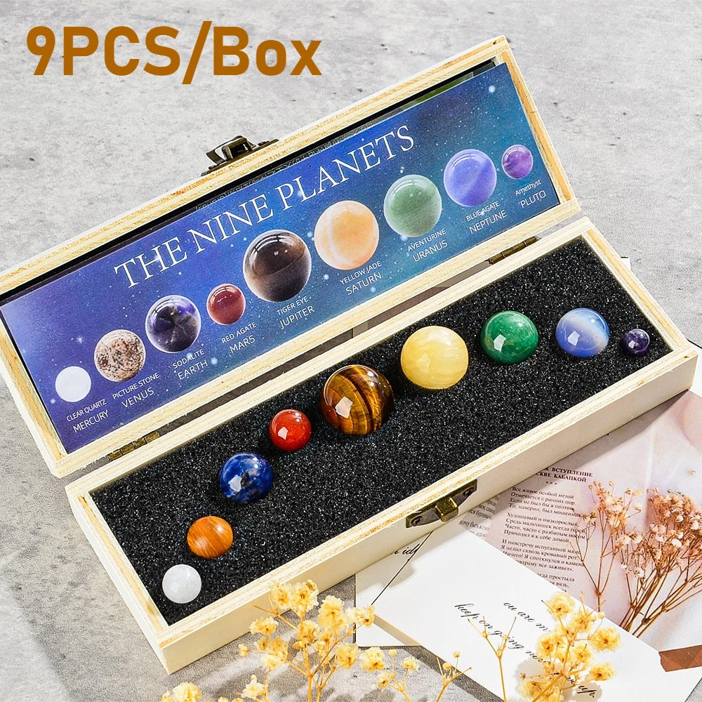 شقرا شفاء كريستال المجال الكرة ، 9 كواكب النظام الشمسي مكتب ديكور ، الأحجار الكريمة المجال غالاكسي الكون نموذج مكتب مكتب منزلي #1