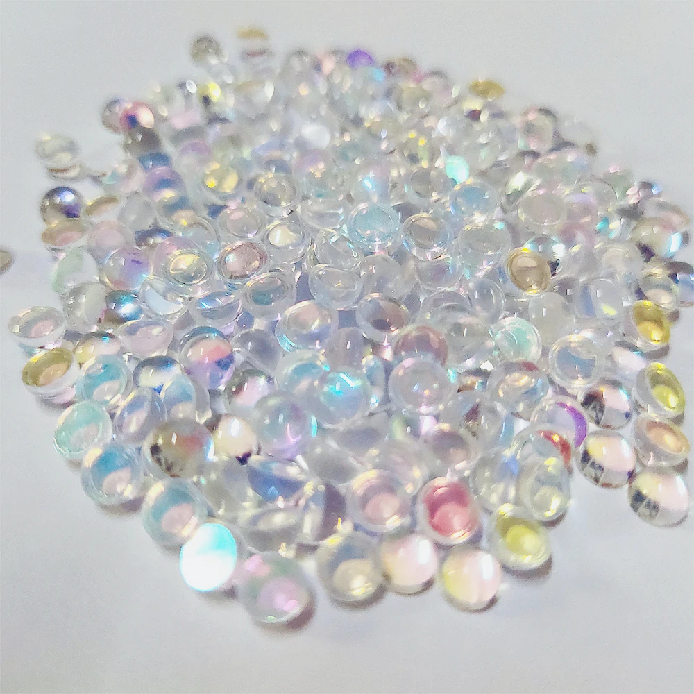 Aurora AB Shiny Crystal Glass Hemispherical Mermaid Beads Non Hotfix Glue On Rhinestones  Nail Art Garment Decorations