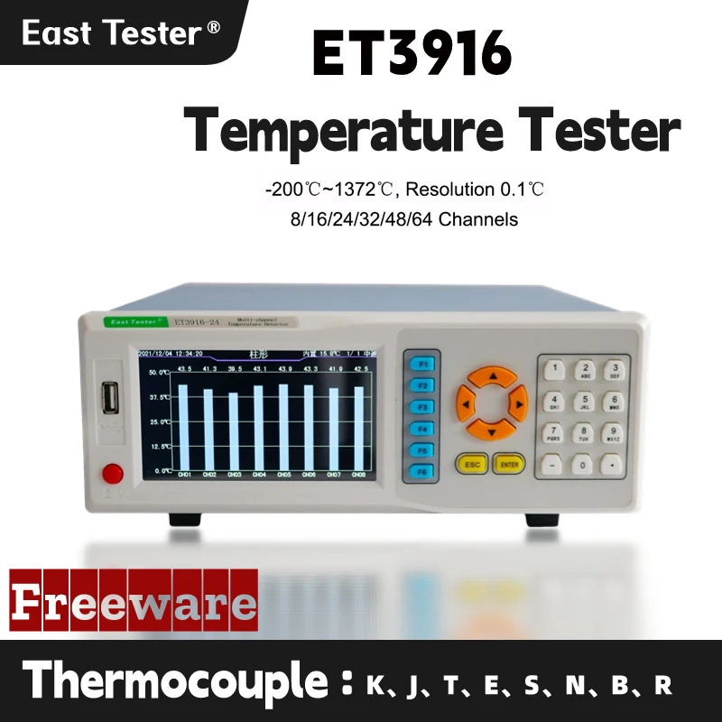 ET3916 Series Multi Channel Temperature Detector Usb Connection Temp Record Acquisition Inspection Instrument Thermocouple Probe