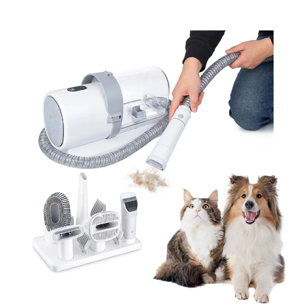 

5-in-1 Dog Grooming Vacuum Kit Low Noise Pet Hair Remover Vacuum Cleaner for Shedding Grooming Tool Dog Cat Professional Clipper