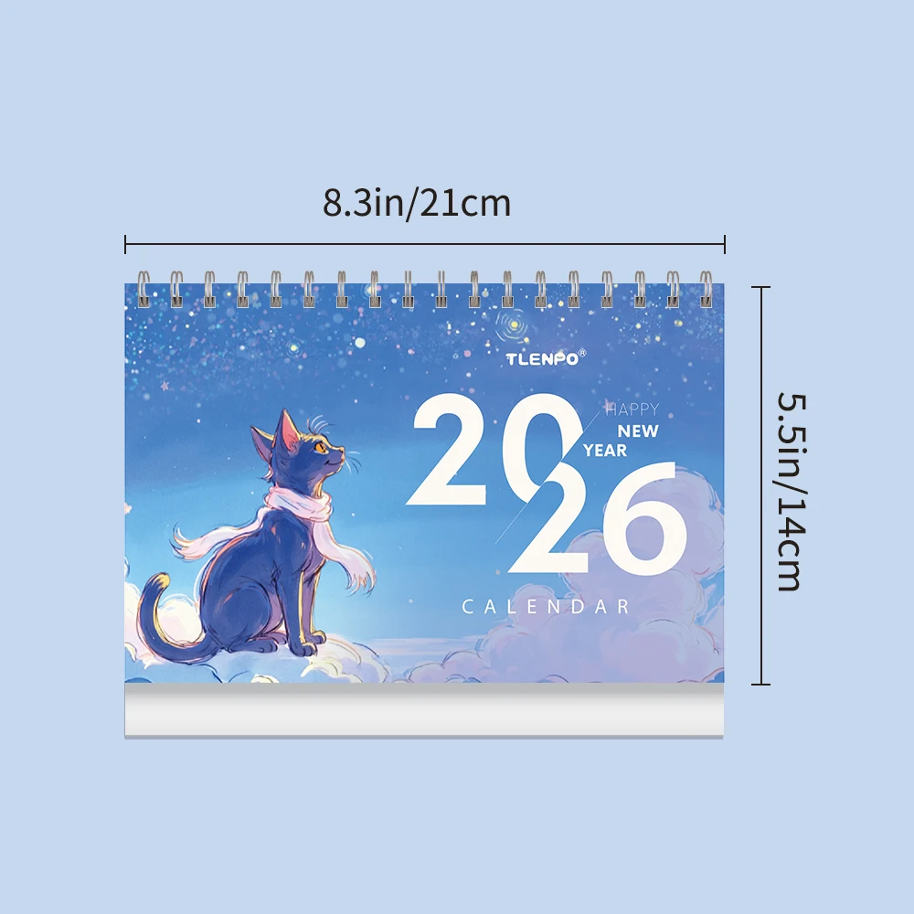 

1pc Hand-Drawn Healing Cat Calendar 2026,12 Months Monthly Schedule,Desk Calendar,Perfect Gift for Birthdays ,Christmas,New Year