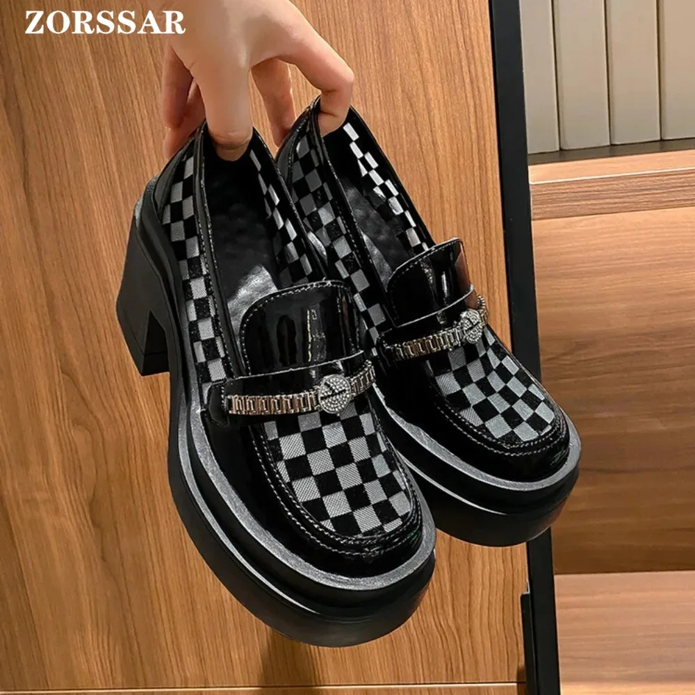 Platform Heels Chunky Loafers Women Spring New Super High Heel Y2k Mary Jane Shoes Black Pumps Thick Heel Office Shoe Woman 2024