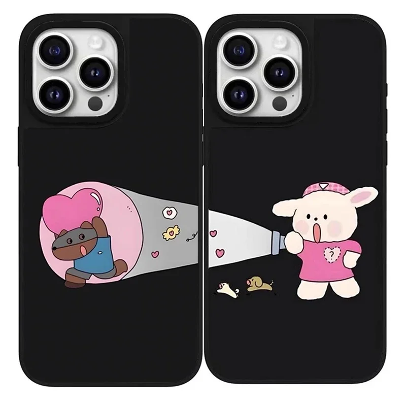 

Cute Dog Creative Lovers Mirror Magnetic Phone Case Cover for IPhone 11 12 13 14 15 16 Pro Max Case for IPhone 16 Pro Max