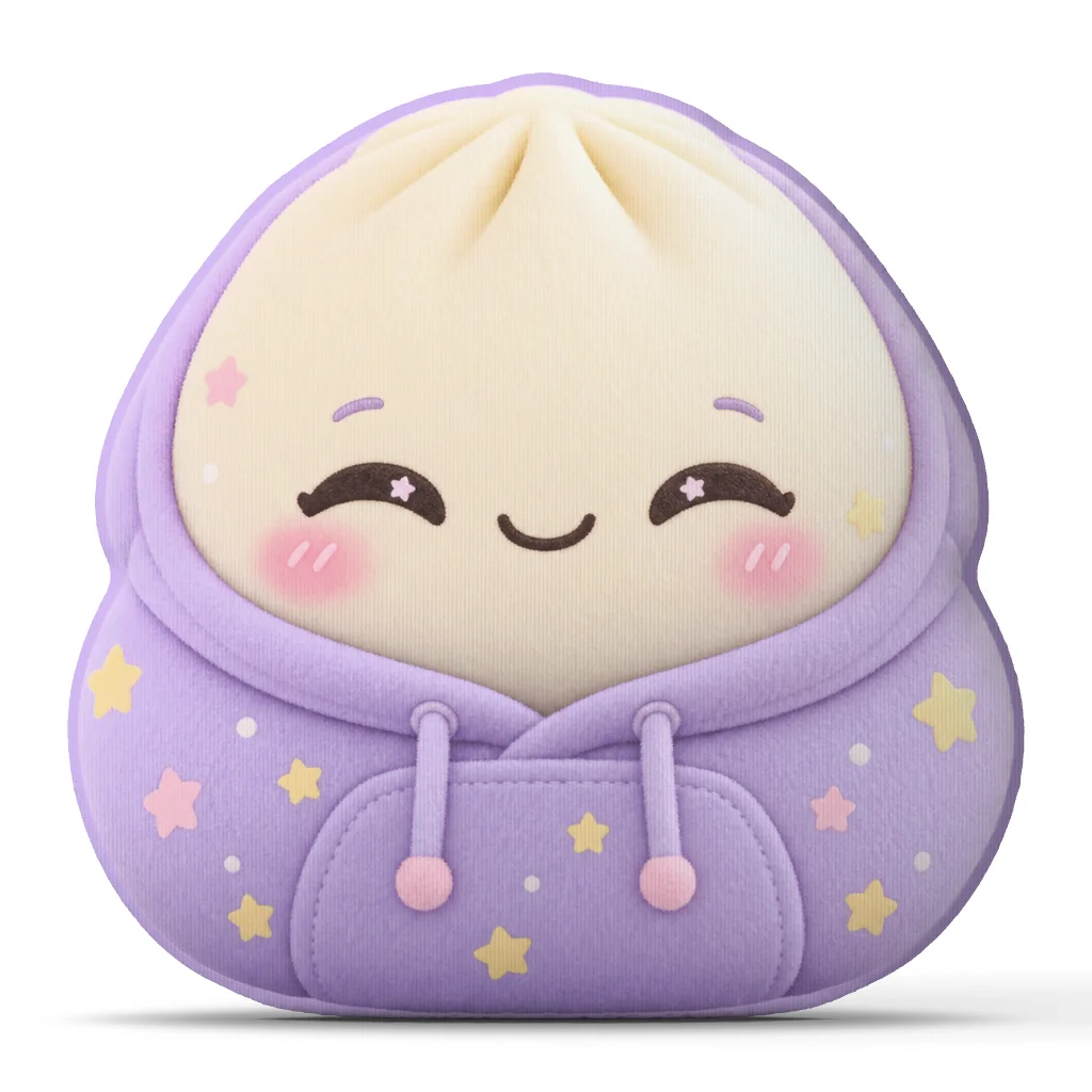 Cute Hooded Dumpling Character Pillow Purple Stars Stuffed Cushion Kawaii Throw Pillow for Couch Bedroom Home Decor Gift