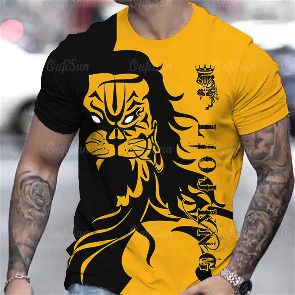 T Shirt For Men Taylors Swift 3d Lion Head Printed Men Top Summer Short Sleeved Oversized Men's Clothing Street Vacation T-Shirt