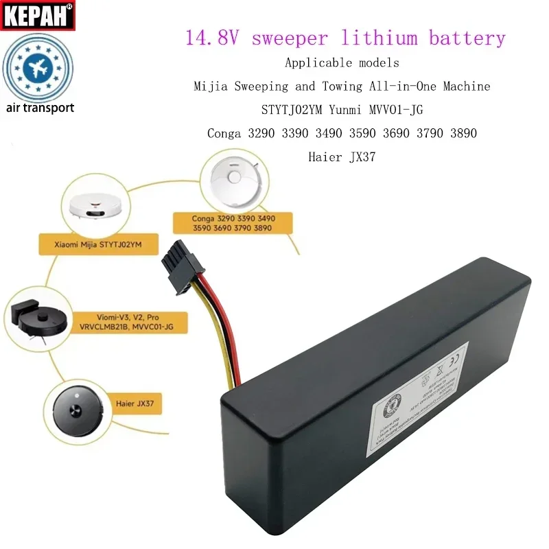 14.8V sweeper lithium battery for Xiaomi Mijia Mi Robot Vacuum-Mop P STYTJ02YM Yunmi MVVO1-JG, Haier JX37,JX59 Conga 3290 3390
