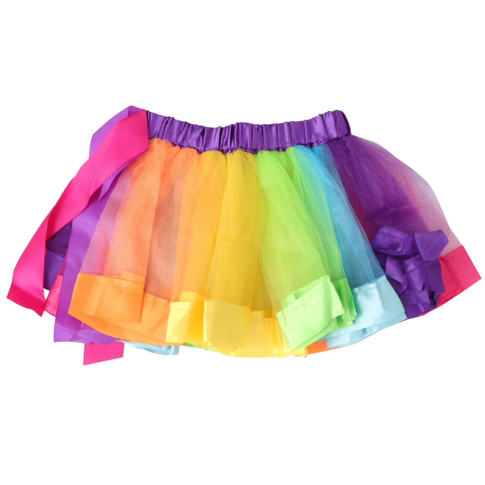 

S Layered Rainbow Ribbon Tutu Skirt Little Girls Exquisite Handcraft Bright Color Easy Wash Perfect for Dance Costumes Daily