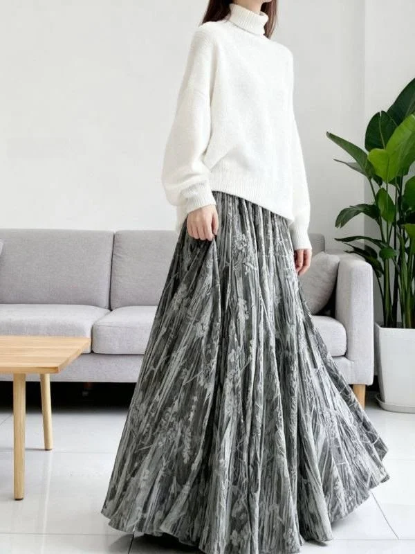 plus Size Gold Velvet A-Line Fish Tail Skirt High Waist Wide Hemline Casual Style for Plump Sisters Autumn Winter Women's Skirt