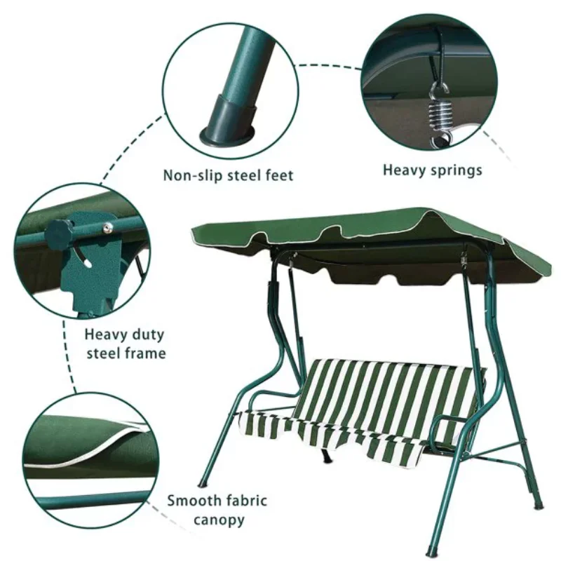 SKONYON Outdoor Swing Canopy Patio Swing Chair 3 Person Canopy Hammock swing chair outdoor  hanging chair