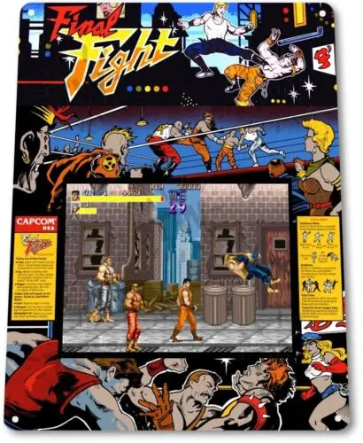 Final Fight Classic Arcade Marquee Game Room Wall Decor Large Metal Sign