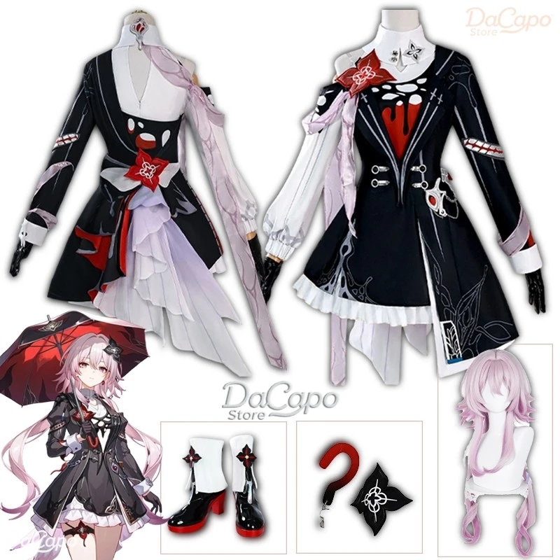 

Hsr Evernight March 7th New Form Outfit Cosplay Honkai Star Rail Costume Wig Roleplay Halloween Women Party Clothes Boots