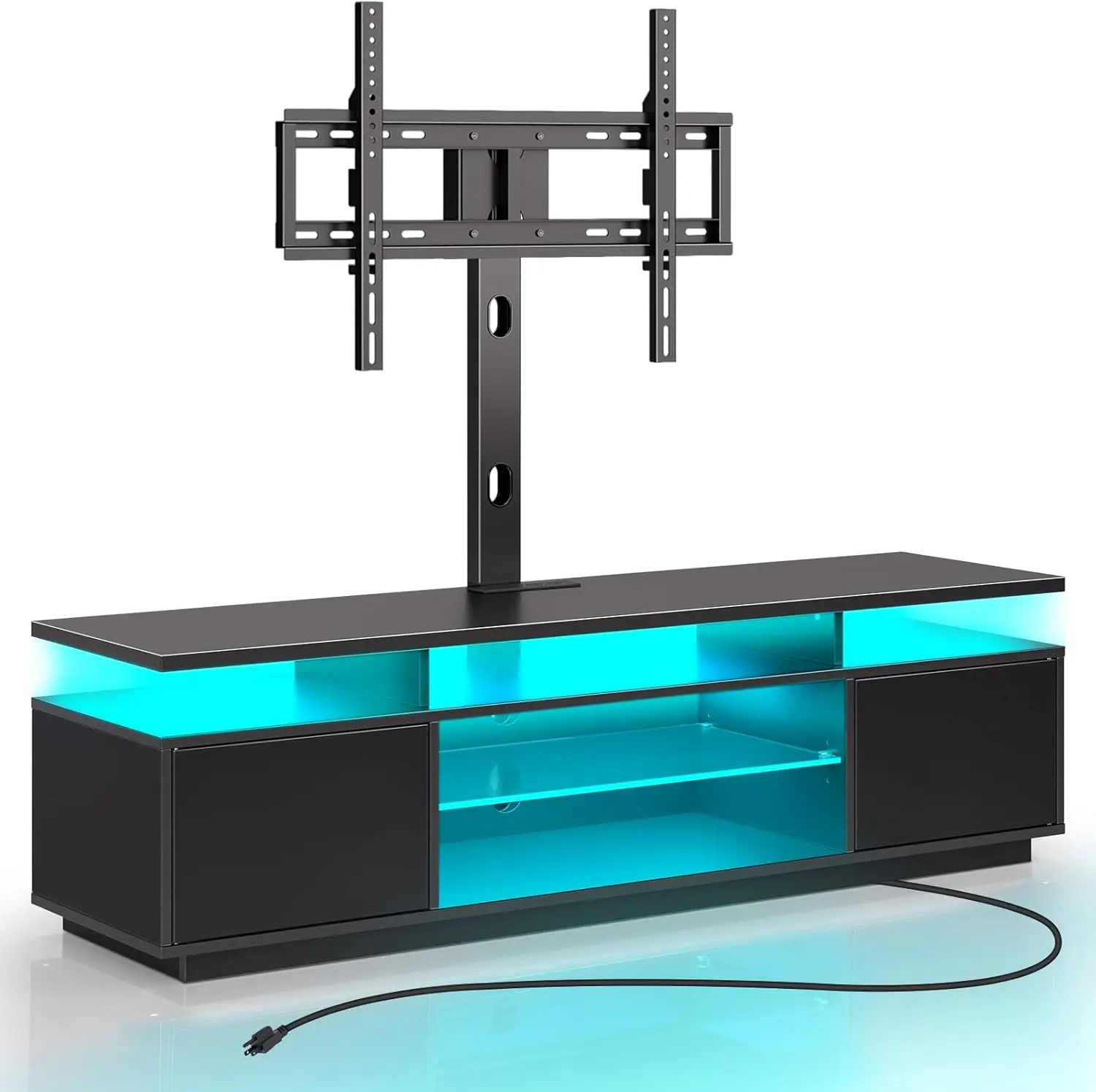 ขาตั้งทีวีพร้อมเมาท์และเต้าเสียบสายไฟ51.2 "ขาตั้งทีวีแบบหมุนสำหรับทีวี32/45/55/60/65/70นิ้วทีวีปรับความสูงได้ทันสมัย